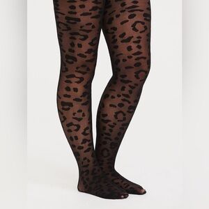 Torrid Black Leopard Print Tights
